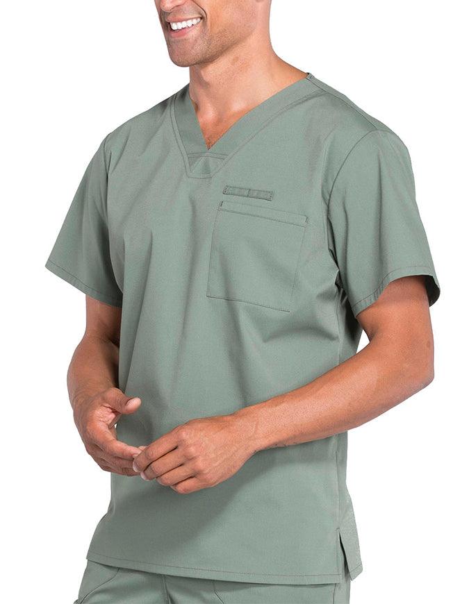 Cherokee Workwear Professionals Men's V-Neck Basic Scrubs Top - Olive