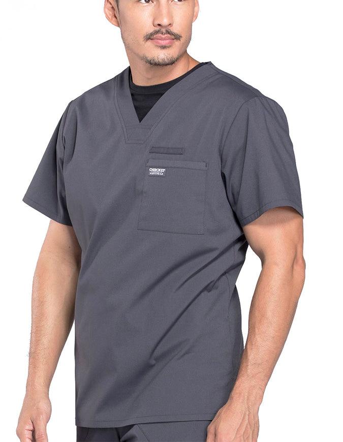 Cherokee Workwear Professionals Men's V-Neck Basic Scrubs Top - Pewter