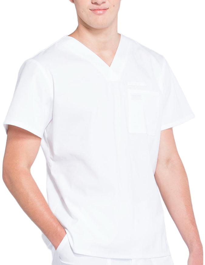 Cherokee Workwear Professionals Men's V-Neck Basic Scrubs Top - White