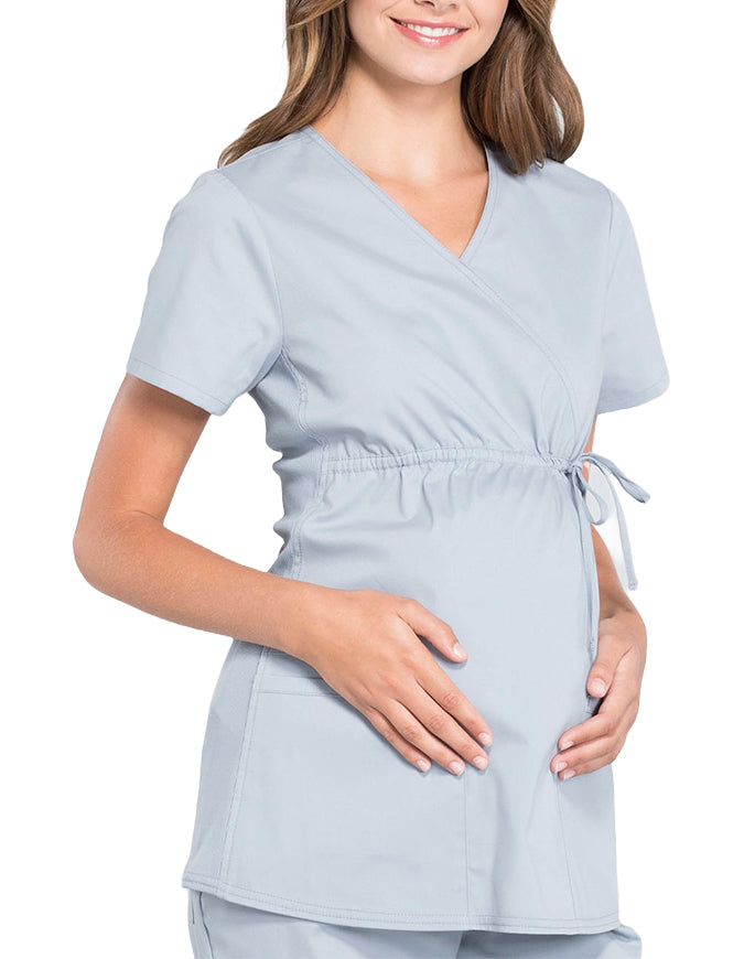 Cherokee Workwear Professionals Women's Maternity Mock Wrap Grey