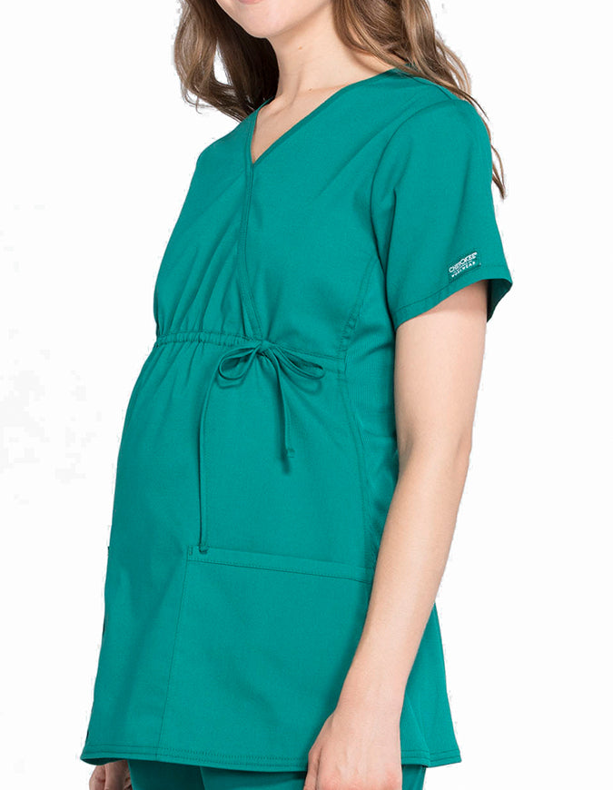 Cherokee Workwear Professionals Women's Maternity Mock Wrap Hunter Green