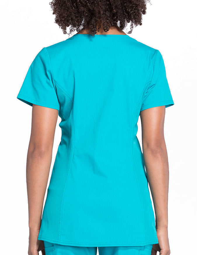 Cherokee Workwear Professionals Women's Maternity Mock Wrap Top Teal Blue