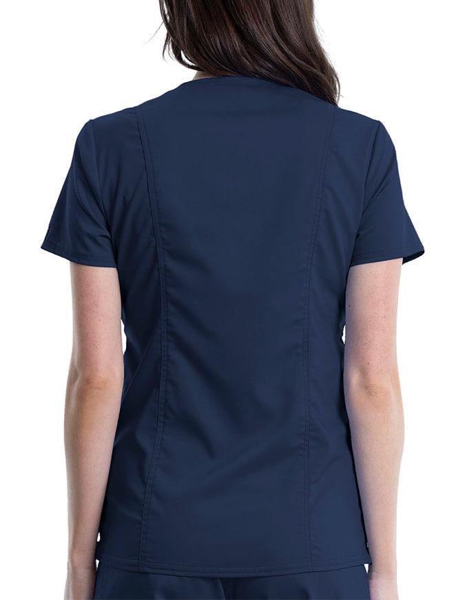 Cherokee Workwear Revolution Women's Maternity Mock Wrap Top Navy