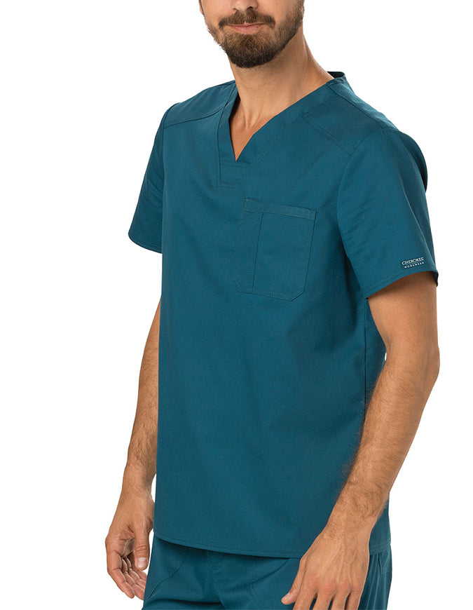 Cherokee Workwear Revolution Men's V-Neck Top Caribbean Blue