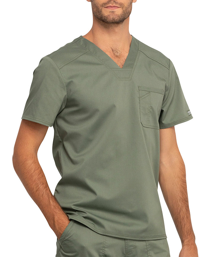 Cherokee Workwear Revolution Men's V-Neck Top Olive