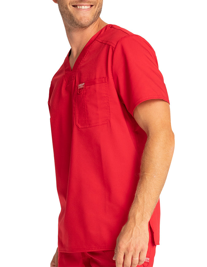 Cherokee Workwear Revolution Men's V-Neck Top Red