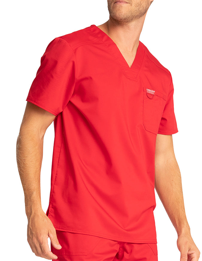 Cherokee Workwear Revolution Men's V-Neck Top Red