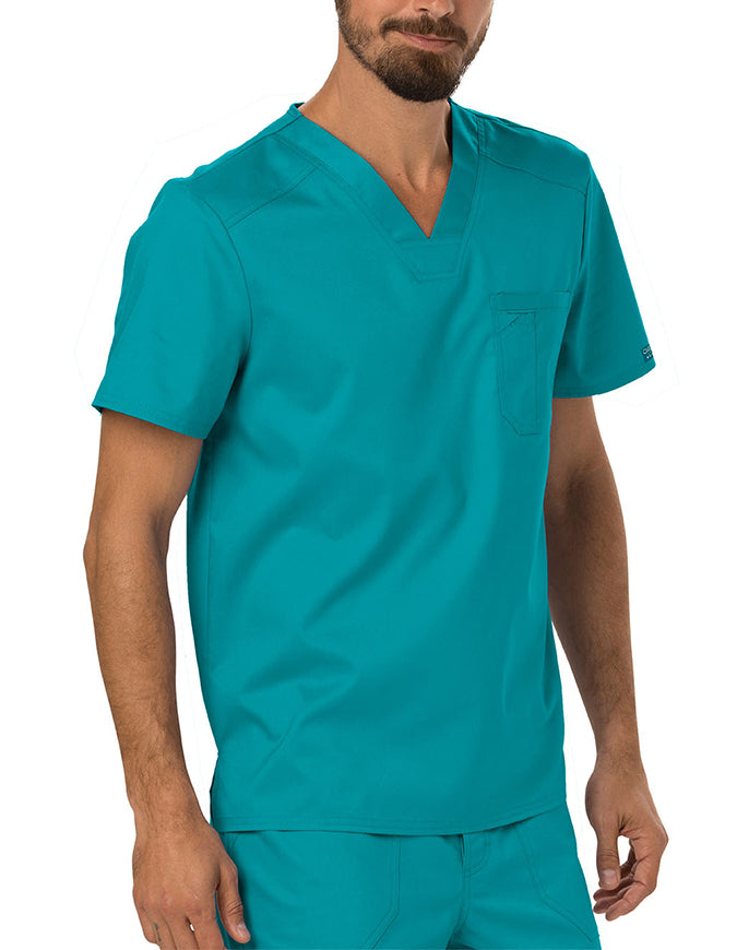 Cherokee Workwear Revolution Men's V-Neck Top Teal Blue