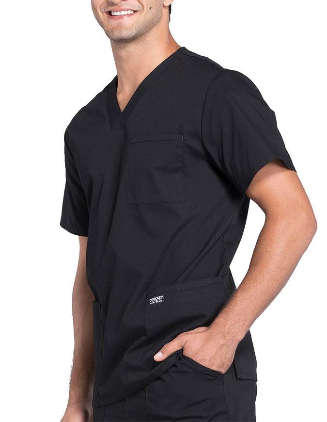 Cherokee Workwear Professionals Men's V-Neck Basic Top Black