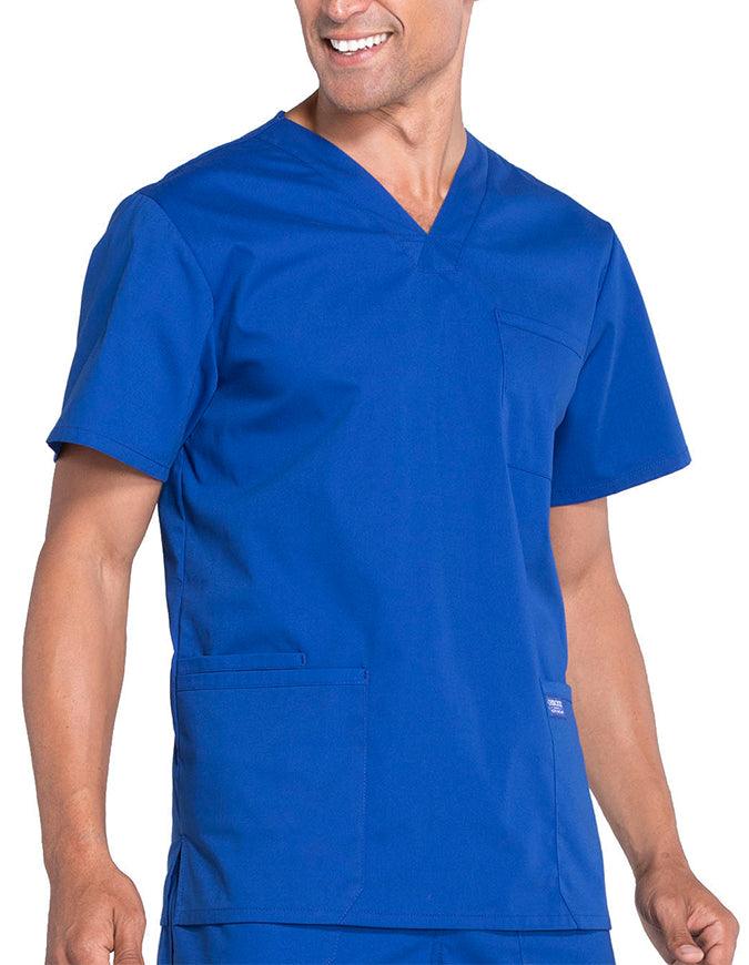 Cherokee Workwear Professionals Men's V-Neck Basic Top Galaxy Blue