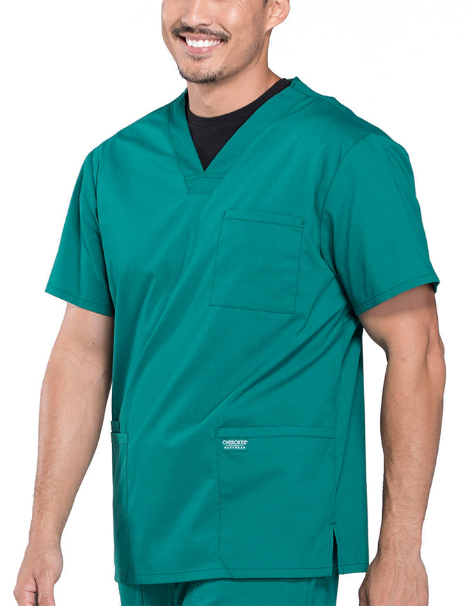 Cherokee Workwear Professionals Men's V-Neck Tall Basic Top - Hunter Green