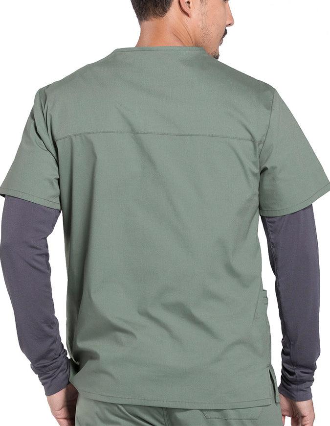 Cherokee Workwear Professionals Men's V-Neck Basic Top Olive