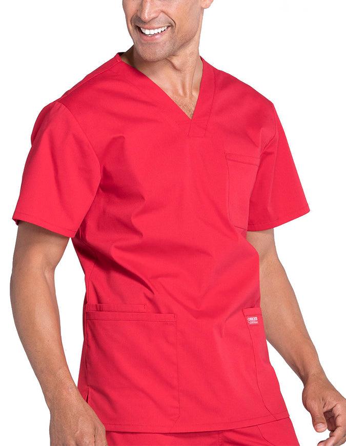 Cherokee Workwear Professionals Men's V-Neck Basic Top red