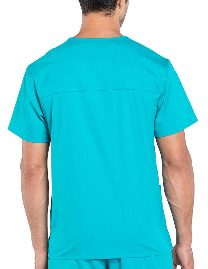 Cherokee Workwear Professionals Men's V-Neck Basic Top Teal Blue