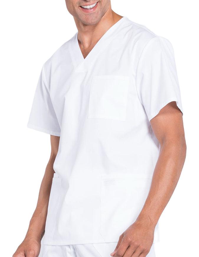 Cherokee Workwear Professionals Men's V-Neck Basic Top White