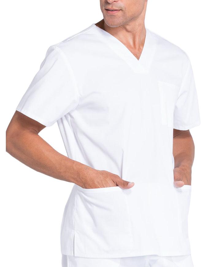 Cherokee Workwear Professionals Men's V-Neck Basic Top White