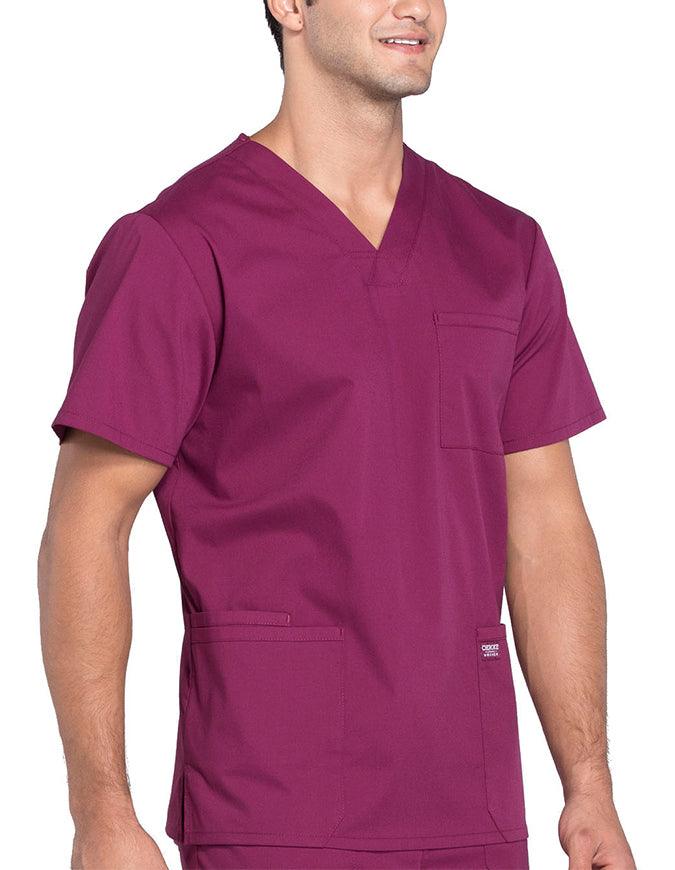 Cherokee Workwear Professionals Men's V-Neck Basic Top wine