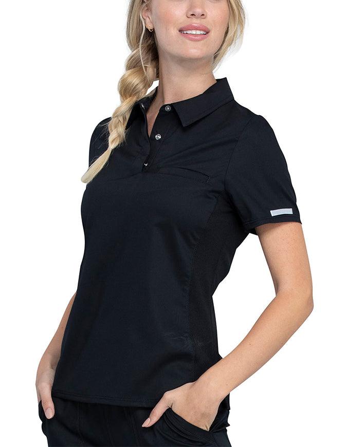 Cherokee Workwear Revolution Women's Snap Front Polo Shirt - Black