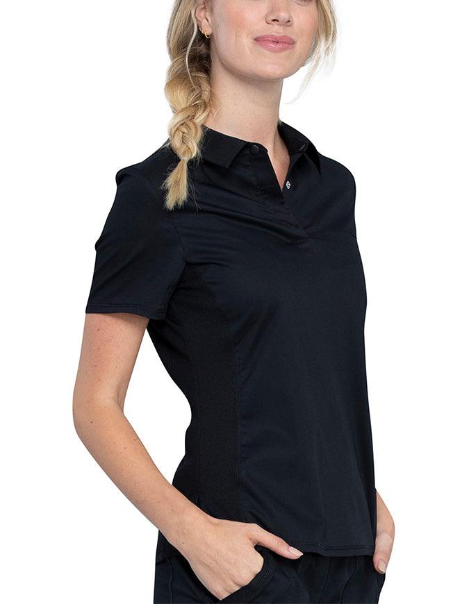 Cherokee Workwear Revolution Women's Snap Front Polo Shirt - Black