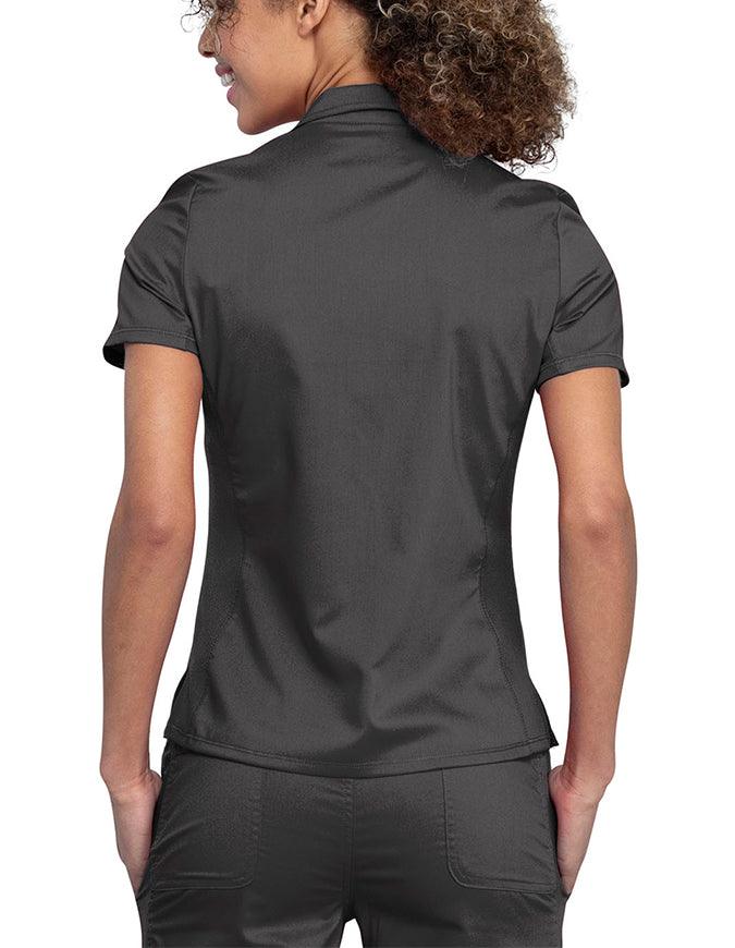 Cherokee Workwear Revolution Women's Snap Front Polo Shirt - Pewter