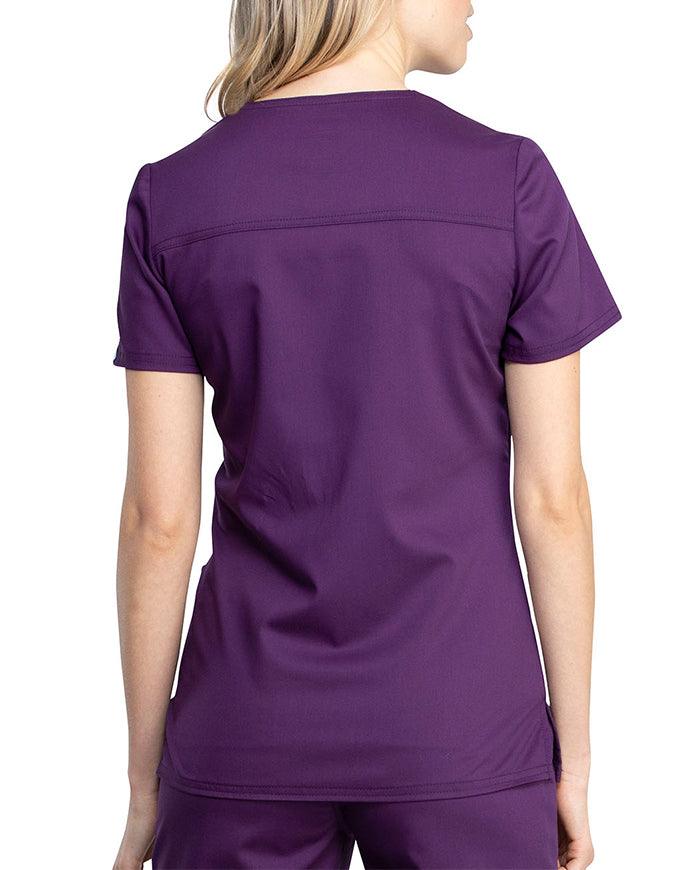 Cherokee Workwear Revolution Tech Women's  V-Neck Top - Eggplant