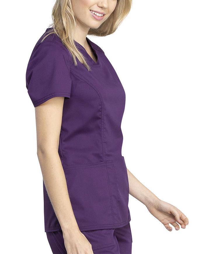 Cherokee Workwear Revolution Tech Women's  V-Neck Top - Eggplant