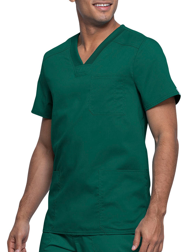 Cherokee Workwear Revolution Tech Men's 3 Pocket V-Neck Top Hunter Green