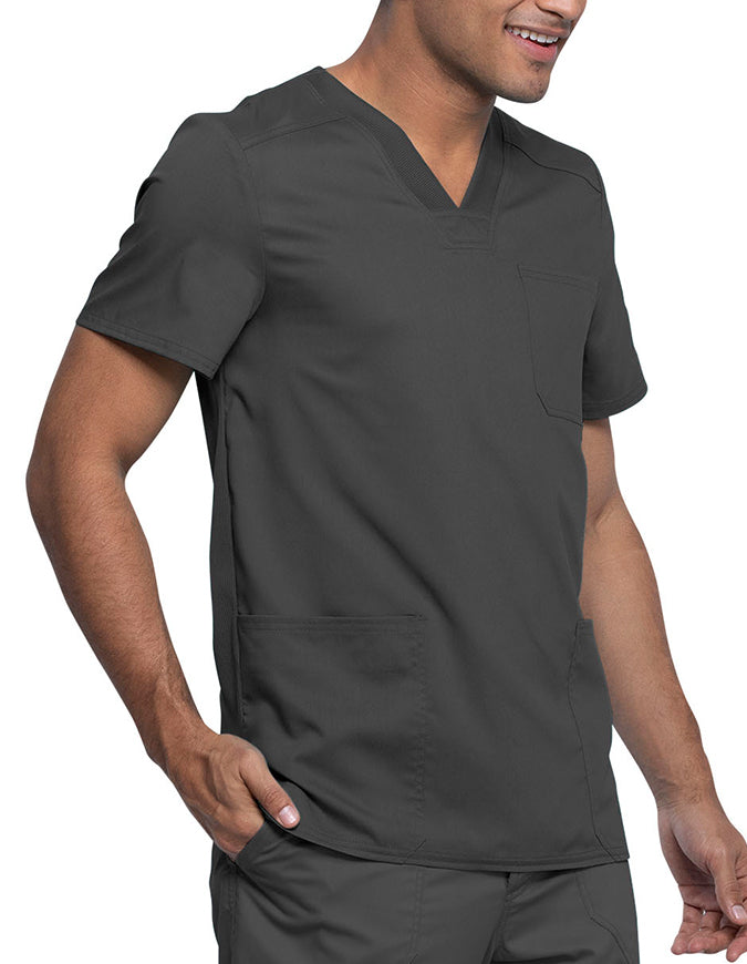 Cherokee Workwear Revolution Tech Men's 3 Pocket V-Neck Top Pewter