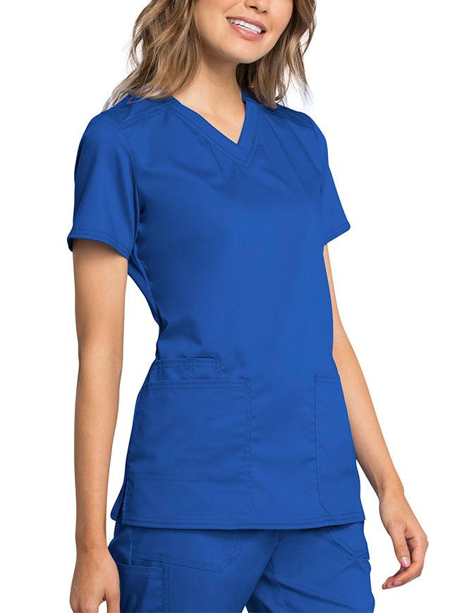 Cherokee Workwear Revolution Women's Certainty Plus V-Neck Top - Royal