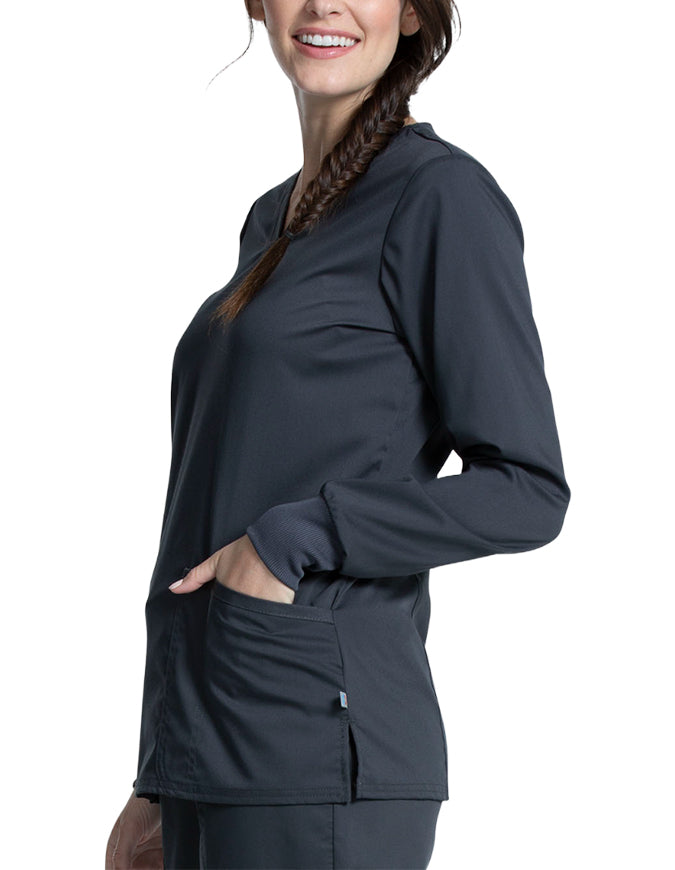 Cherokee Workwear Revolution Tech Women's Long Sleeve V-Neck Top Pewter