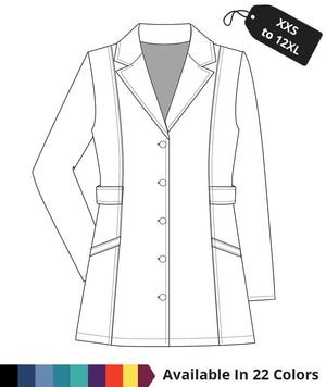 Made To Order Women's 30 Inch Notched Lapel Collar Short Lab Coat