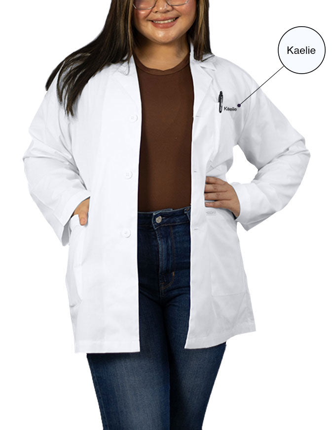 Free Embroidery Heedfit 31 Inches Three Pockets Lab Coat For Unisex