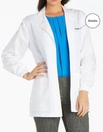 Free Embroidery 30 Inch Three Pockets Womens Short Medical Lab Coat