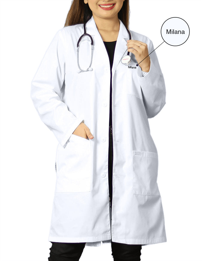 Free Embroidery Heedfit Unisex Premium White Lab Coat