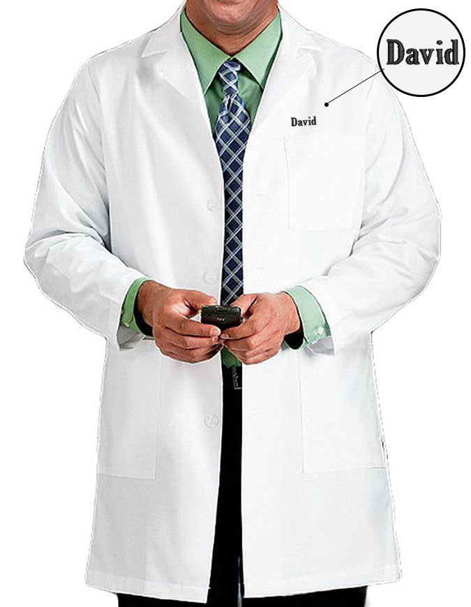 Free Embroidery Meta 38 Inch Men's Long Medical Lab Coat