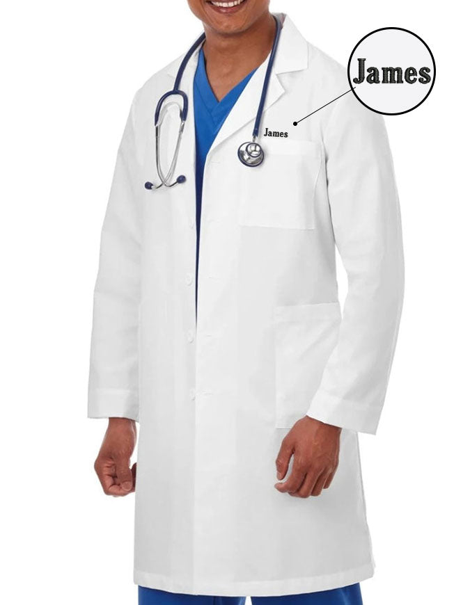 Free Embroidery Meta 40 Inch Men's White Lab Coat