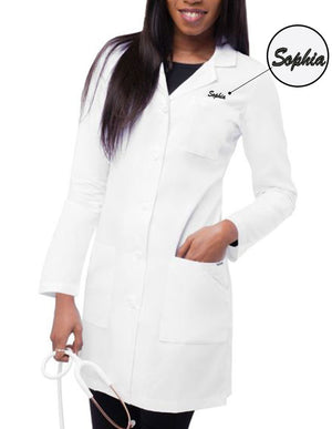 Free Embroidery Adar 36 Inch Women's Three Pocket Slim-Fit Long Lab Coat