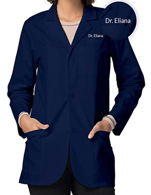 Free Embroidery Adar 30 Inch Unisex Three Pocket Consultation Short Lab Coat