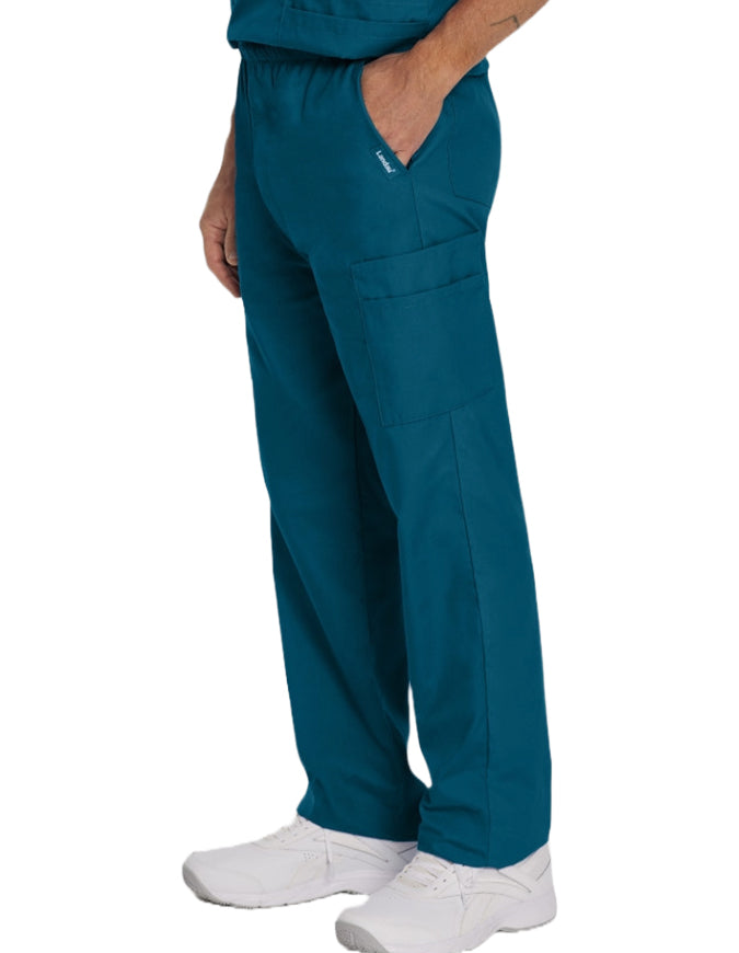 Landau Scrubzone 30 Inch Men's Elastic Waist Medical Scrub Pants Caribbean Blue