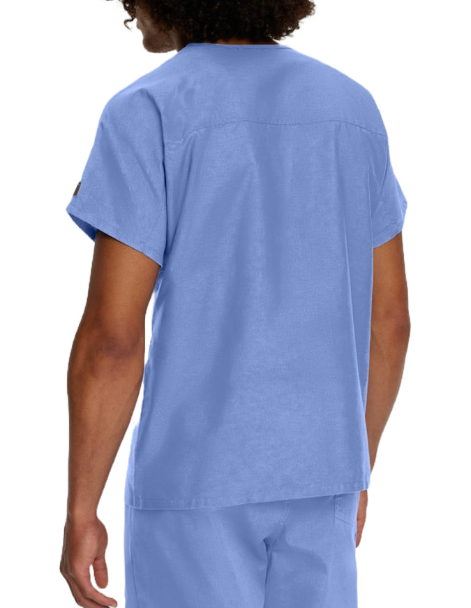 Landau ScrubZone 27.5 Inch Unisex V-Neck Scrub Top Ceil Blue