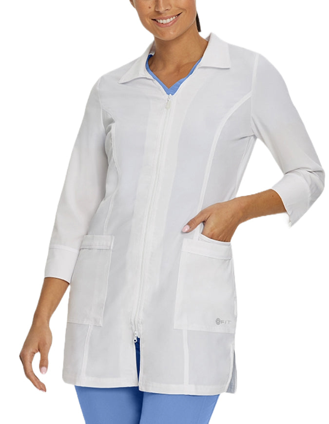 Whitecross FIT Women's 32 Inch Front Zipper Lab Coat - White