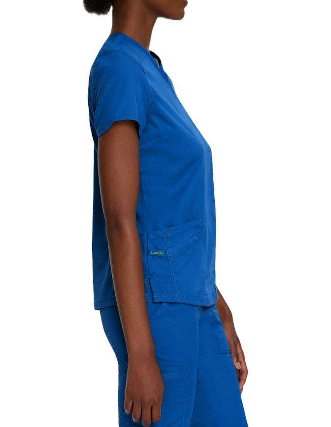 Landau Proflex Women's Modern V-Neck Tunic Solid Scrub Top Royal Blue