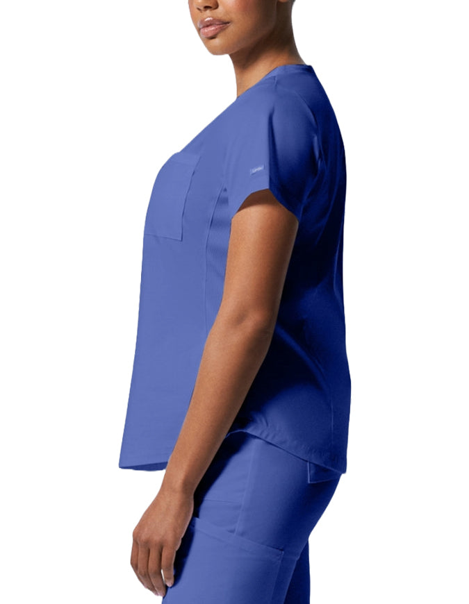 Landau ProFlex Women's 2 Pocket V-Neck Scrub Top Ceil Blue