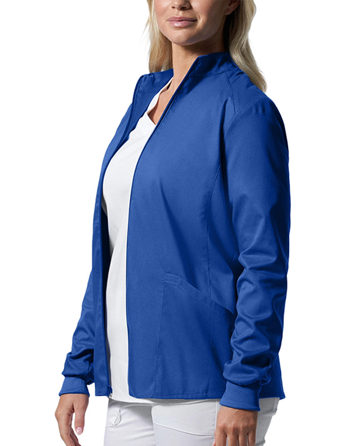 Landau ProFlex Women's Zip Front Mock Neck Scrub Jacket - Galaxy Blue