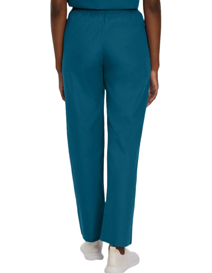 Landau Women Classic Relaxed Elastic Waist Medical Scrub Pants Caribbean Blue