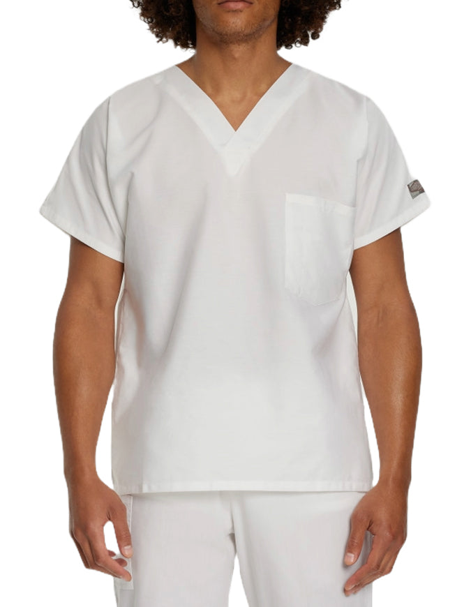 Landau ScrubZone 27.5 Inch Unisex V-Neck Scrub Top White