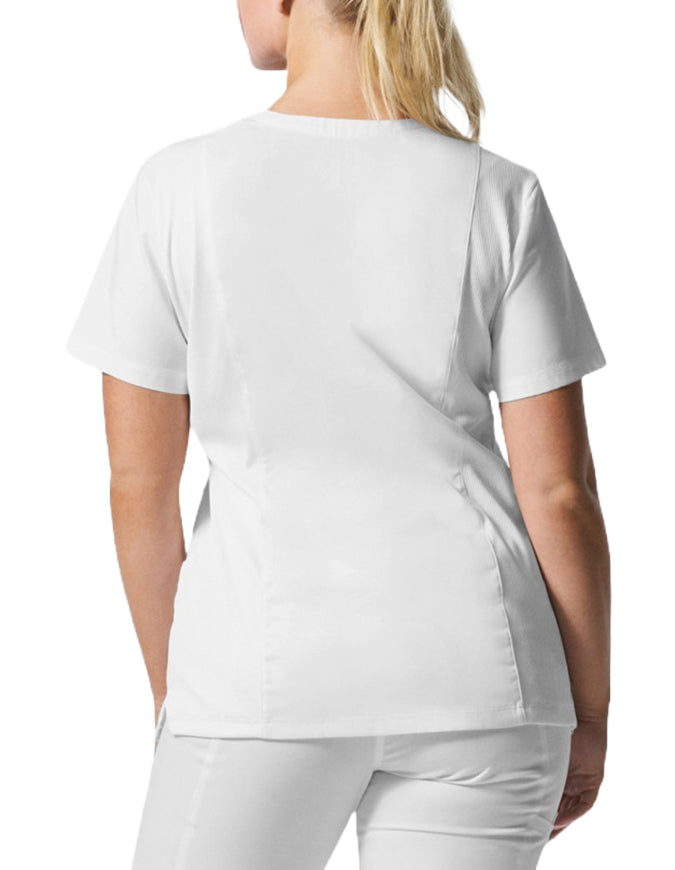 Landau ProFlex Women's 3 Pocket V-Neck Scrub Top White