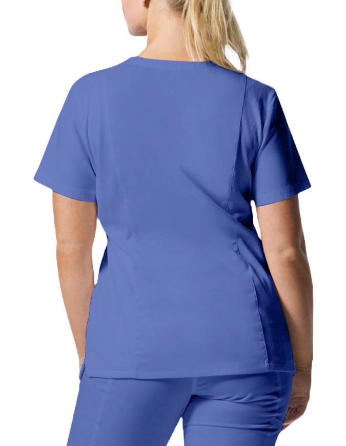 Landau ProFlex Women's 3 Pocket V-Neck Scrub Top Ceil Blue