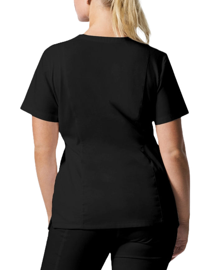 Landau ProFlex Women's 3 Pocket V-Neck Scrub Top Black