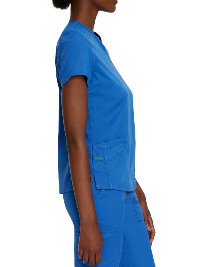 Landau Proflex Women's Modern V-Neck Tunic Solid Scrub Top - Royal Blue